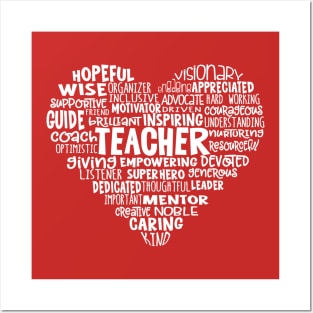 Teacher Heart Word Cloud Posters and Art